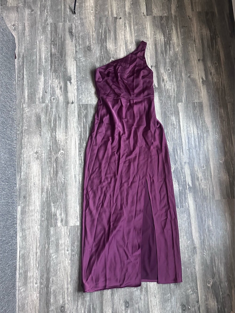 BHLDN Satin One-Shoulder Sheath Dress – Burgundy (Size 4) Prom Wedding Dress
